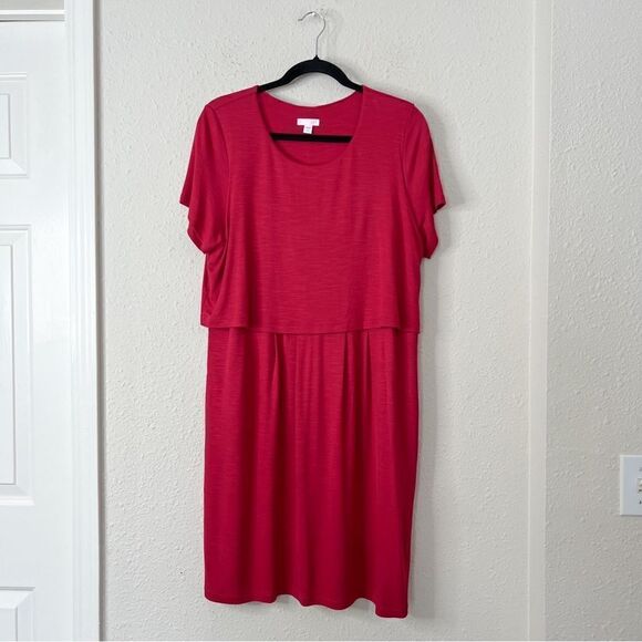 J. Jill Layered Knit Jersey Dress Size Large Petites - Picture 3 of 9